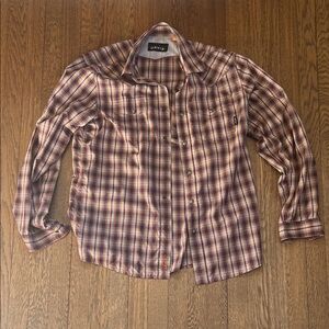 Orvis Men's Casual Plaid Shirt - Brown and Red